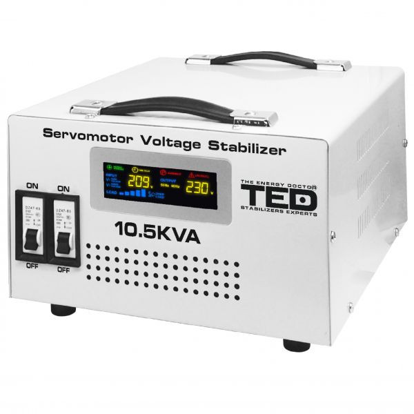 Stabilizator tensiune monofazat 6000W ServoMotor 2 iesiri Schuko + ecran LCD , TED Electric TED000033 - imagine 3